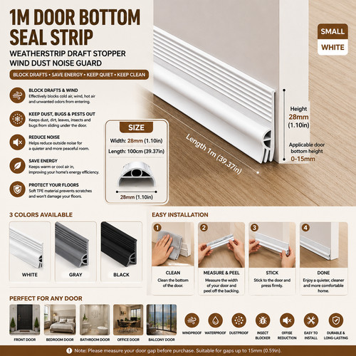 Door bottom seal strip - strip, draught